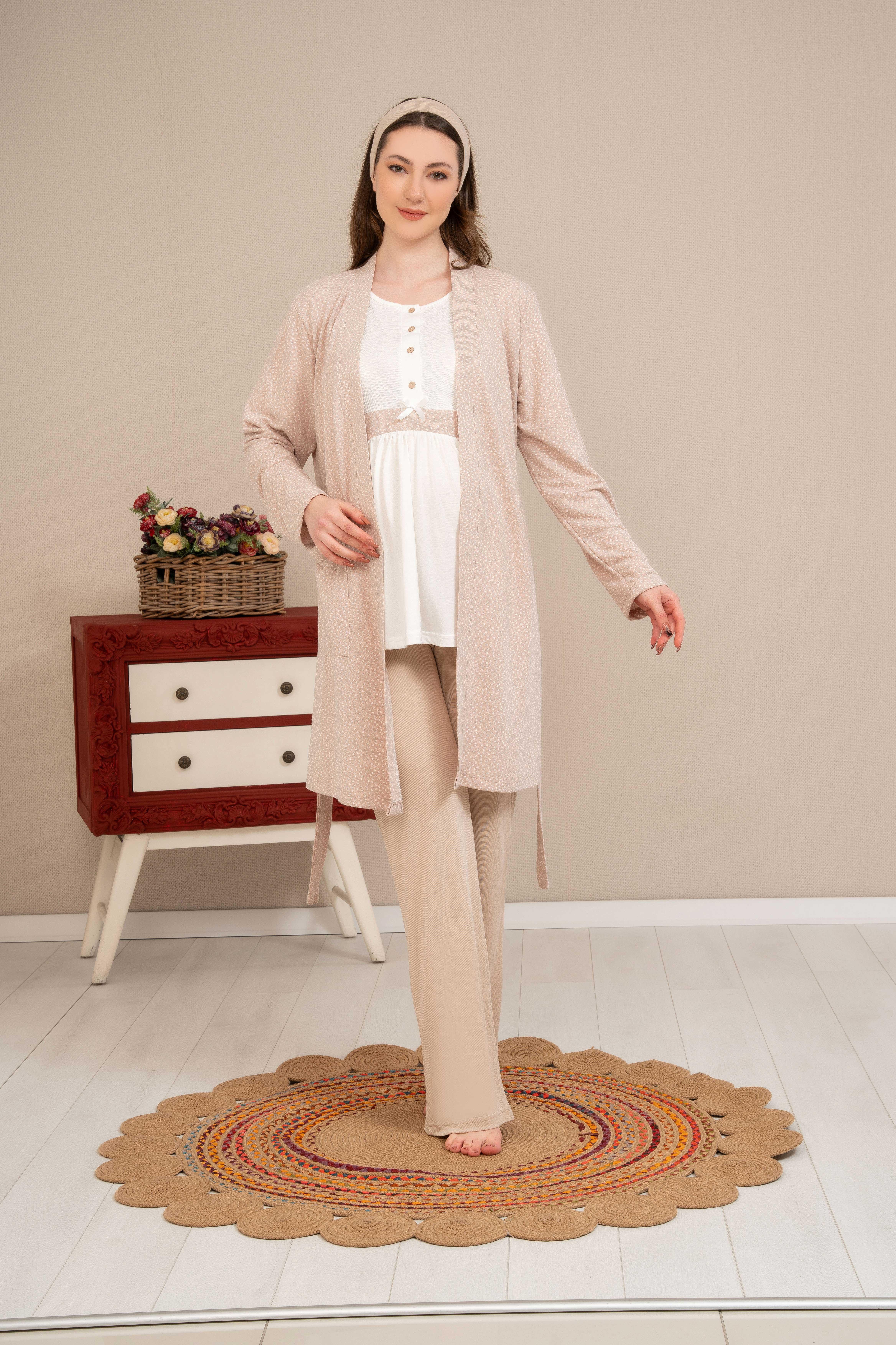 Baha 4511 Lohusa 3'lü Pijama Takım