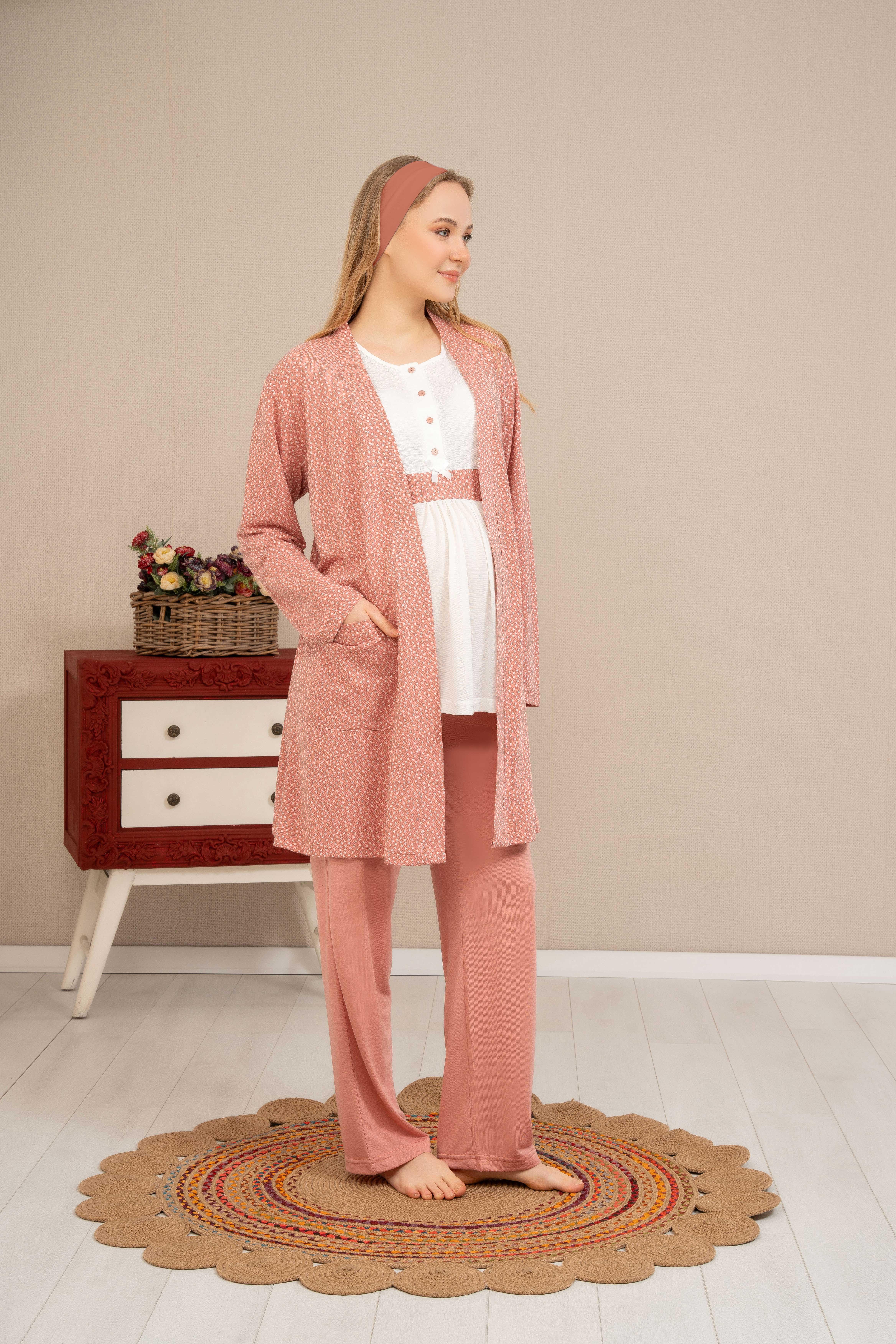 Baha 4511 Lohusa 3'lü Pijama Takım