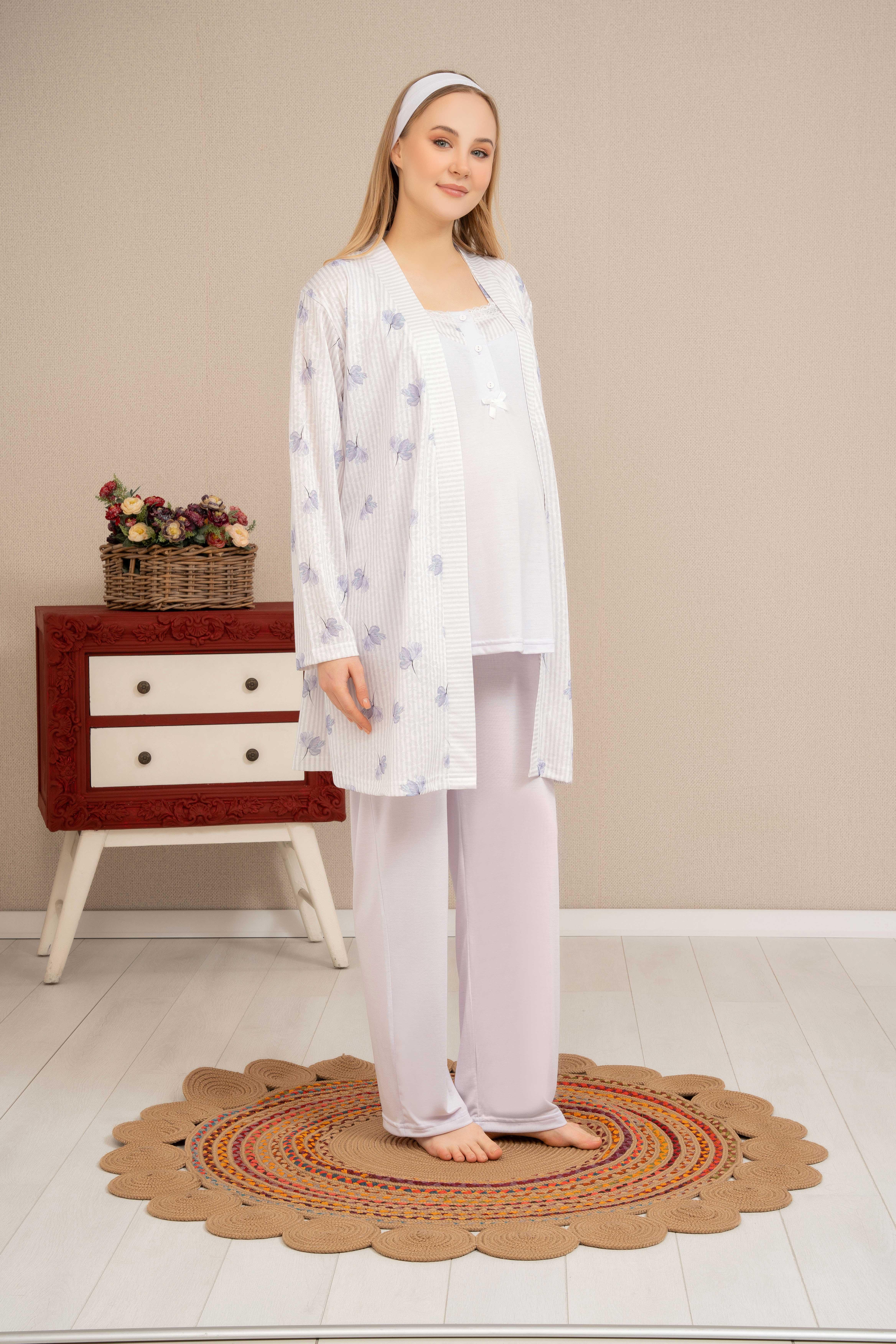 Baha 4521 Lohusa 3'lü Pijama Takım