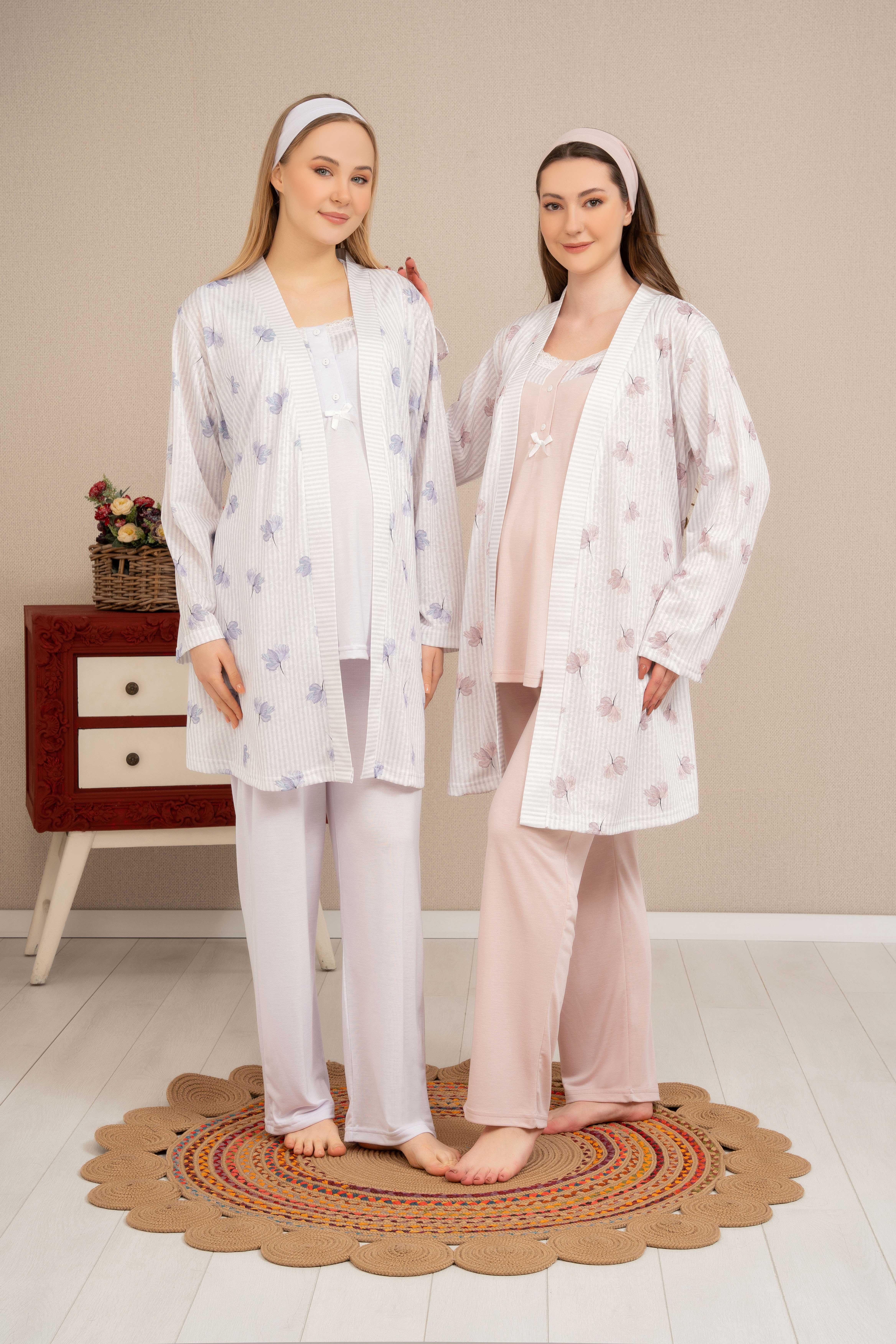 Baha 4521 Lohusa 3'lü Pijama Takım