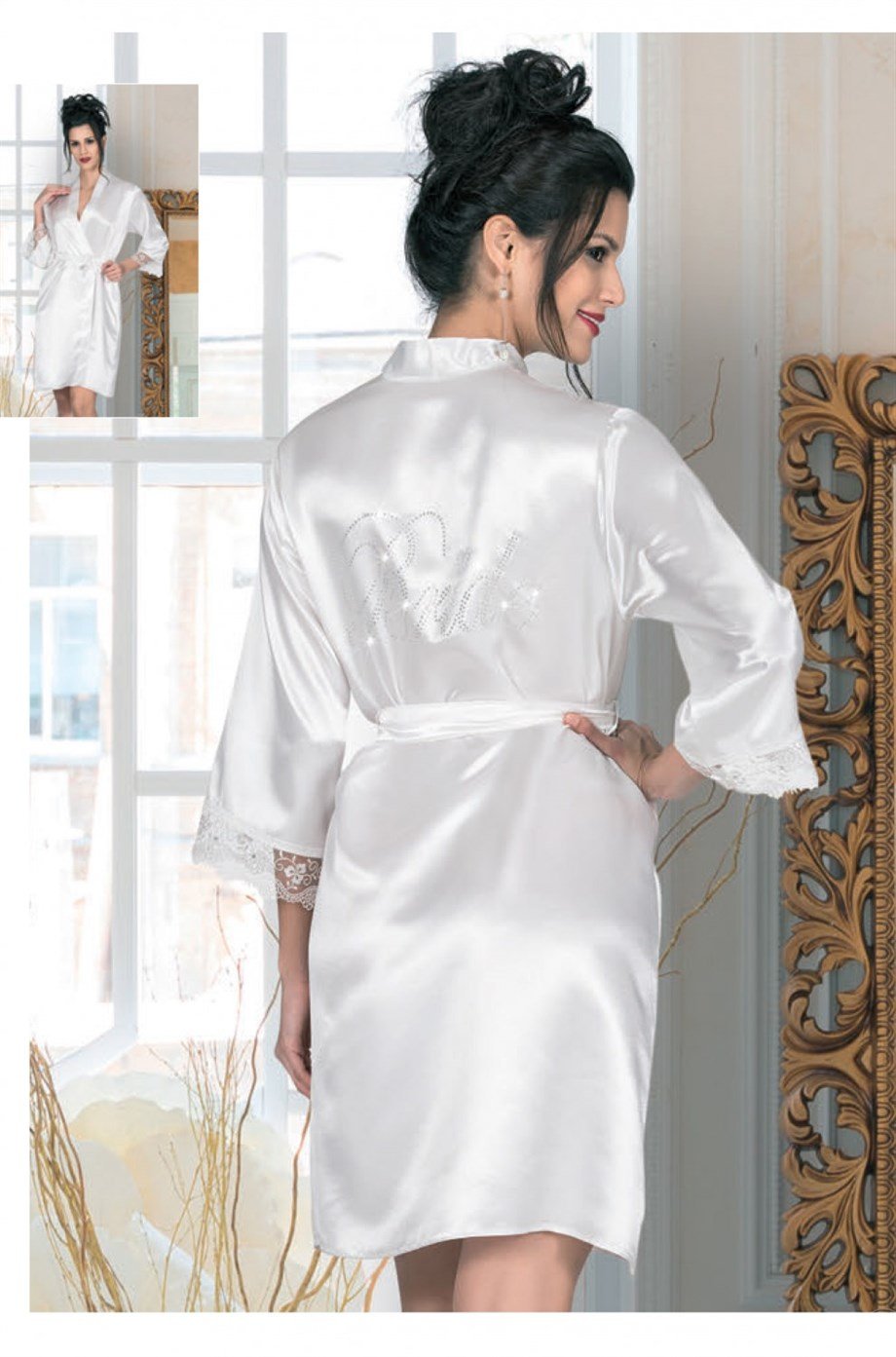 For Dreams 9499 Saten Gelin Sabahlık
