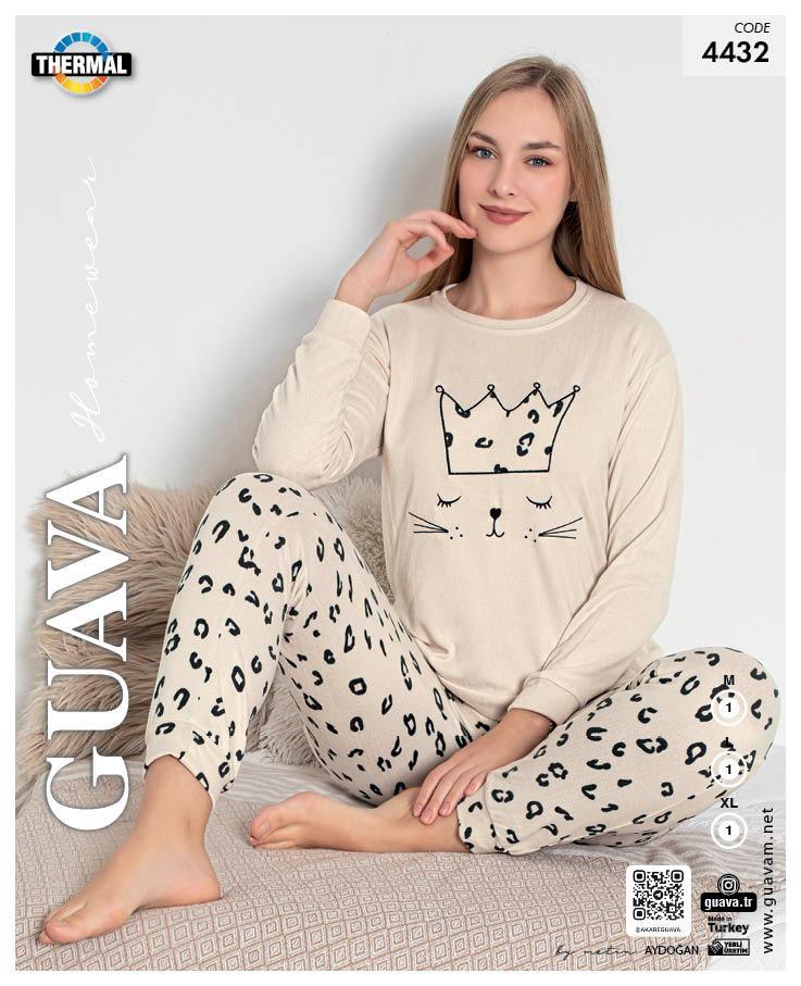 Guava 4432 Kadın Termal Uzun Kollu Pijama Takımı
