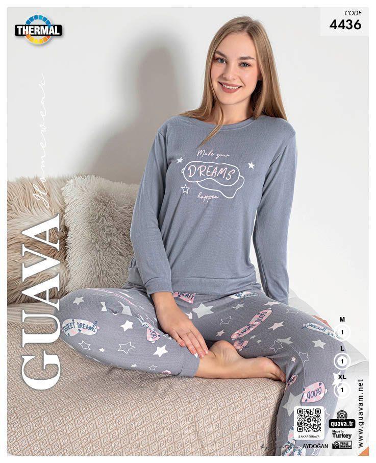 Guava 4436 Kadın Termal Uzun Kollu Pijama Takımı