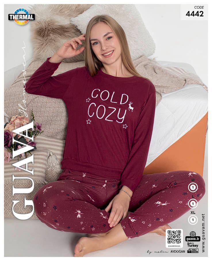 Guava 4442 Kadın Termal Uzun Kollu Pijama Takımı