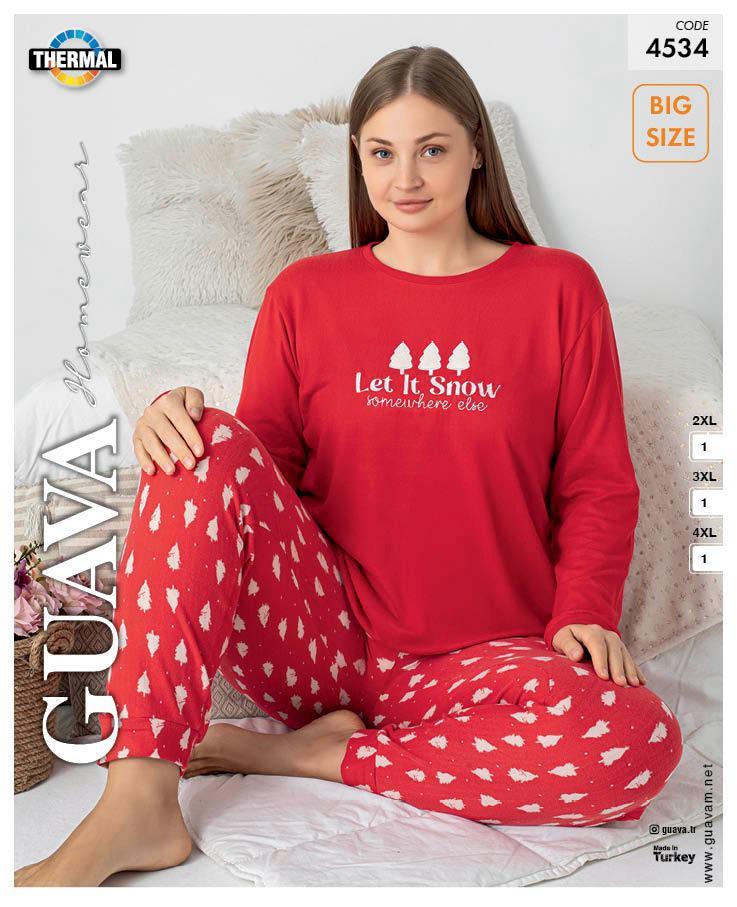 Guava 4534 Kadın B.B. Termal Uzun Kollu Pijama Takımı