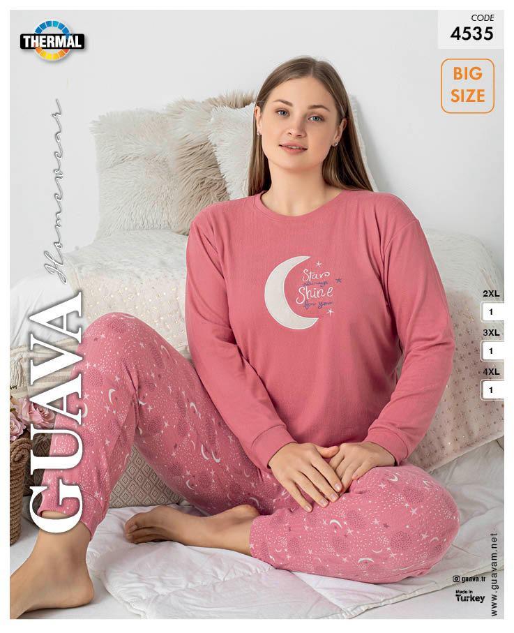Guava 4535 Kadın B.B. Termal Uzun Kollu Pijama Takımı