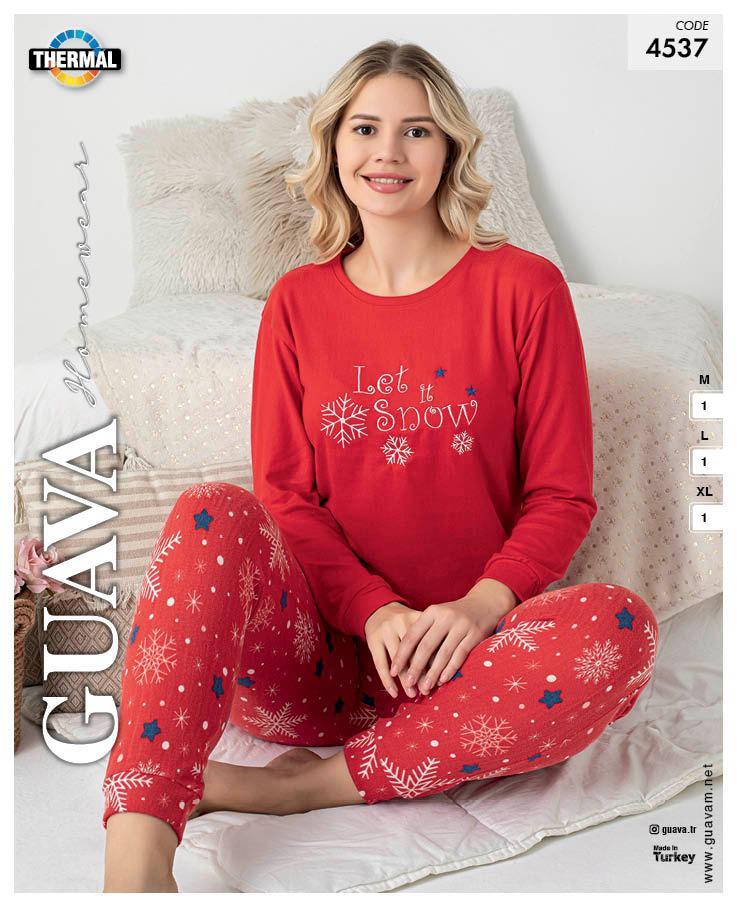 Guava 4537 Kadın Termal Uzun Kollu Pijama Takımı