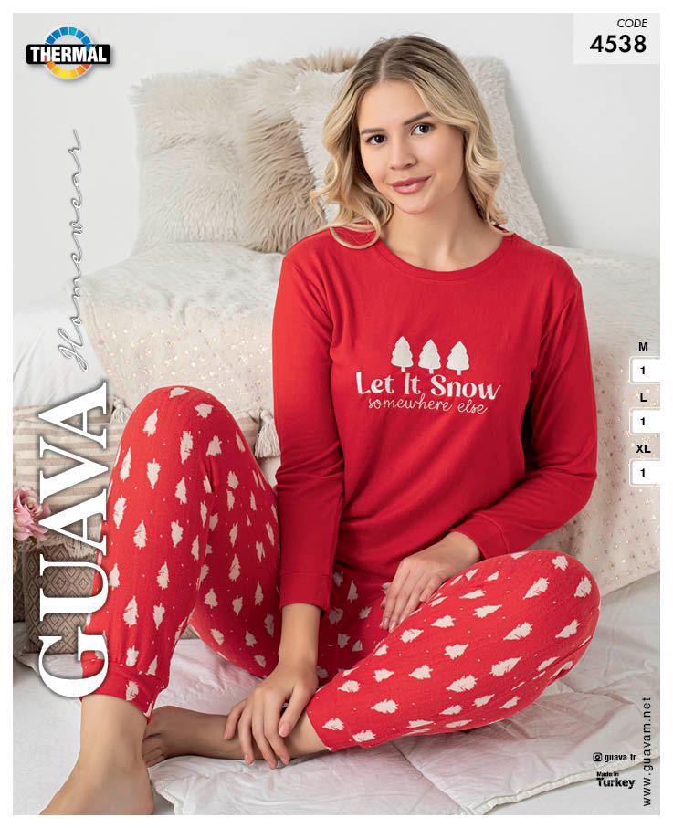 Guava 4538 Kadın Termal Uzun Kollu Pijama Takımı