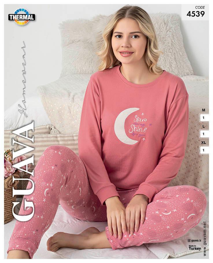 Guava 4539 Kadın Termal Uzun Kollu Pijama Takımı