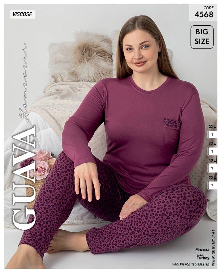 Guava 4568 Kadın Viskon Uzun Kol B.B. Pijama Takımı