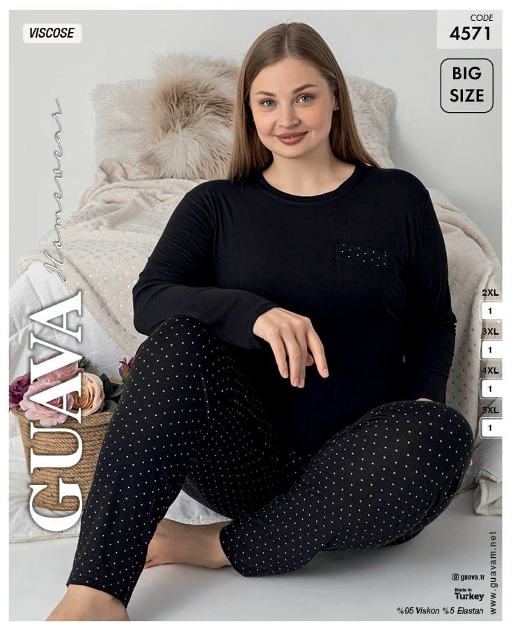 Guava 4571 Kadın Viskon Uzun Kol B.B. Pijama Takımı