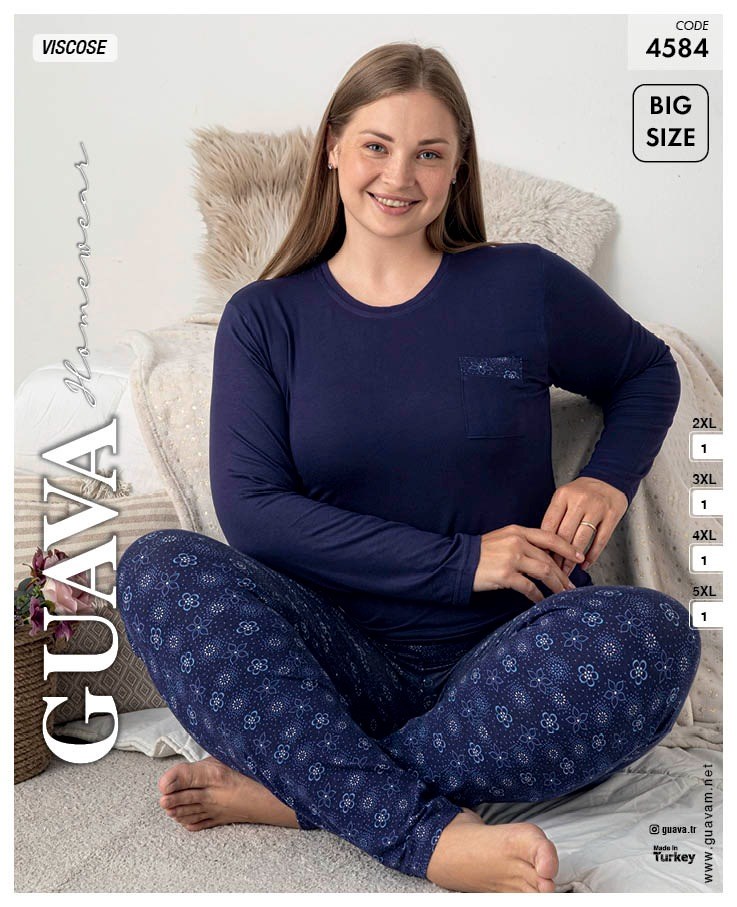 Guava 4584 Kadın Viskon Uzun Kol B.B. Pijama Takımı