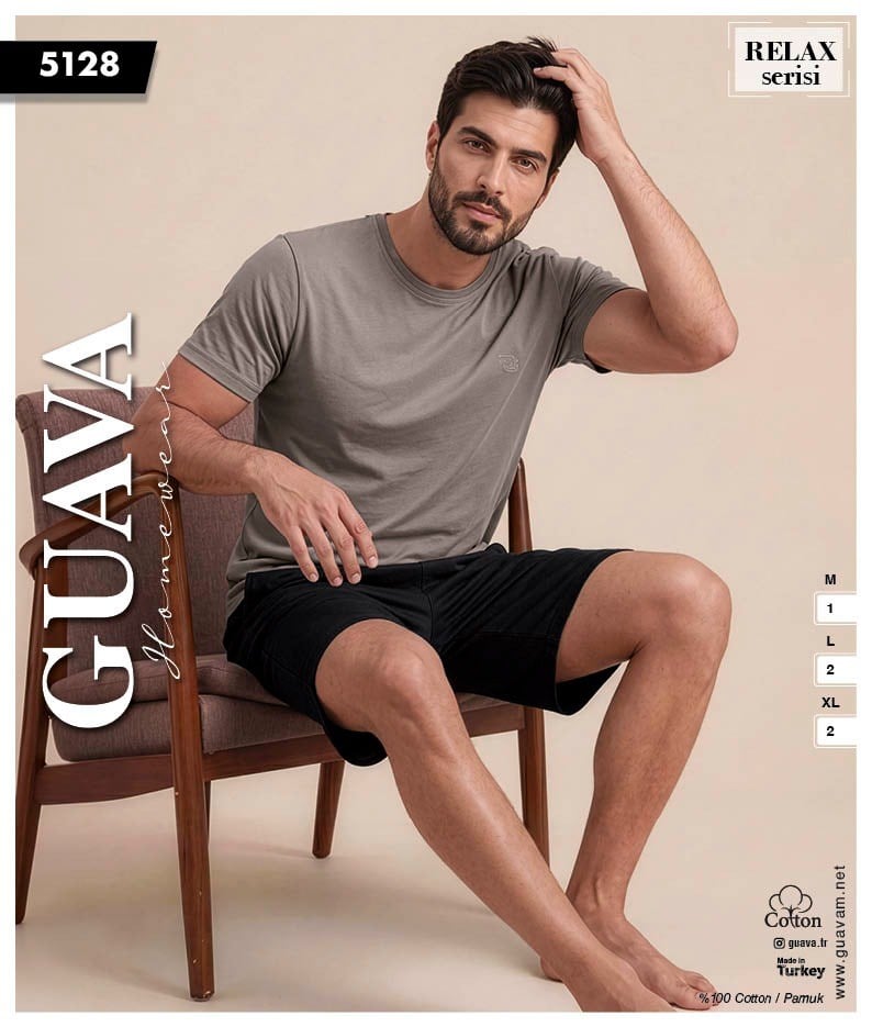 Guava 5128 Erkek Relax Kısa Kol Şortlu Pijama Takımı