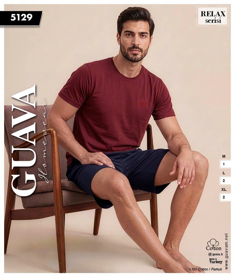 Guava 5129 Erkek Relax Kısa Kol Şortlu Pijama Takımı