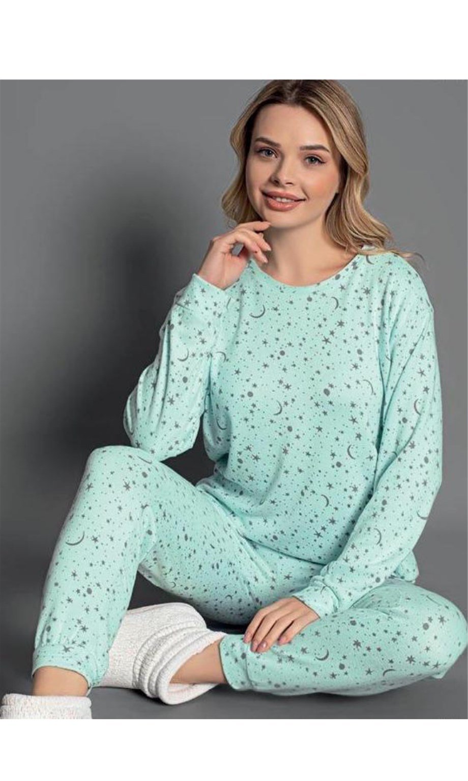 Guava Kadın Yeşil Termal Uzun Kollu Pijama Takımı