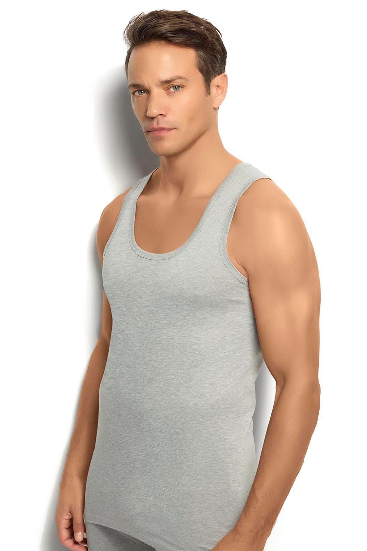 Jiber 110 Erkek Klasik Pamuklu Askılı Atlet Siyah Gri