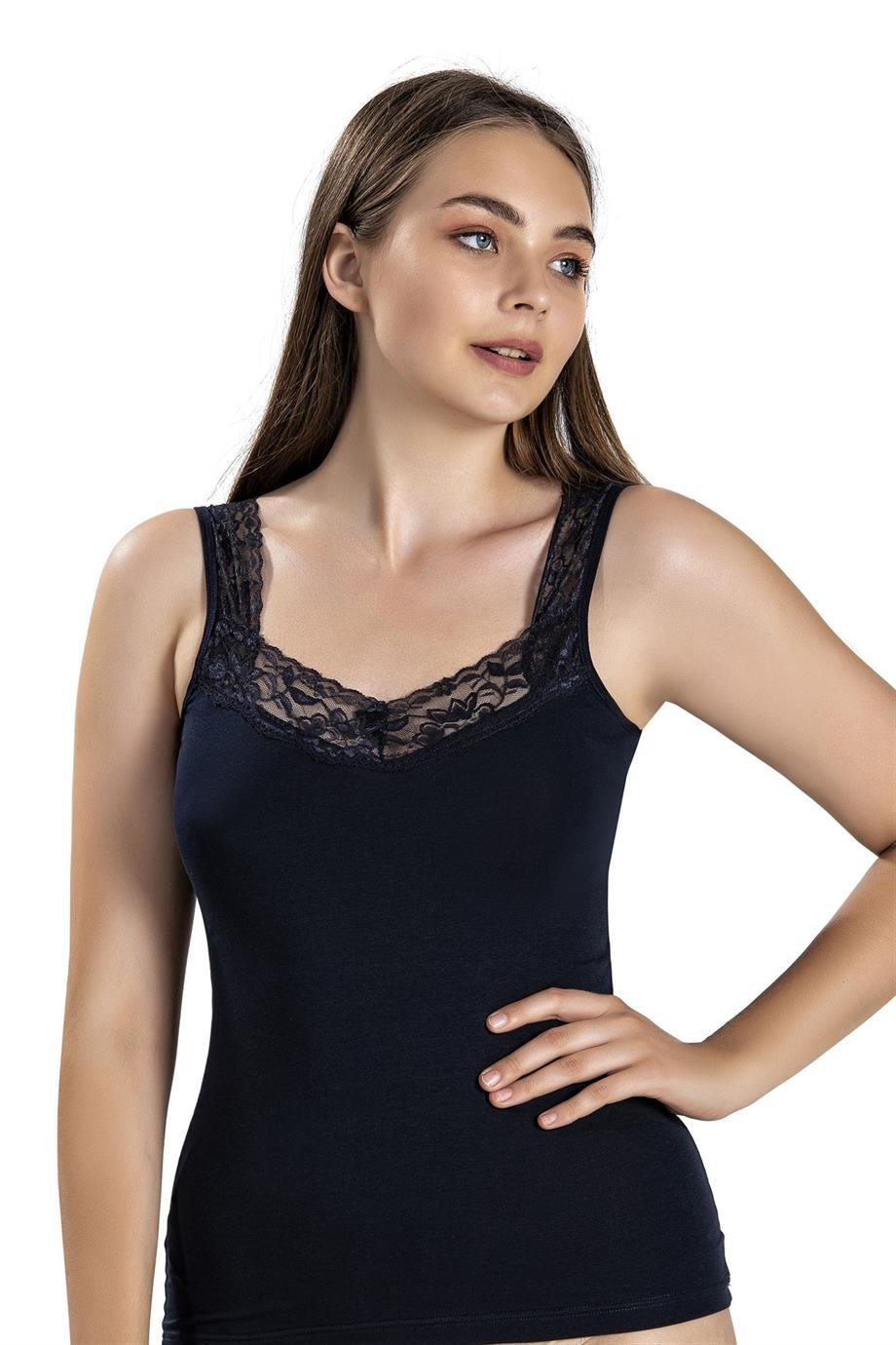 Jiber 522 Kadın Dantelli Geniş Askılı Atlet