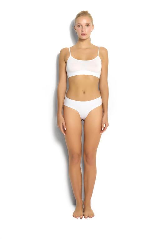 Jiber Beyaz Kadın Lazer Kesim Bikini Külot