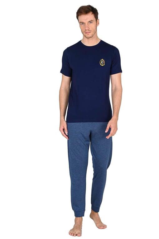 Jiber Lacivert Erkek Kısa Kollu Pijama Takımı