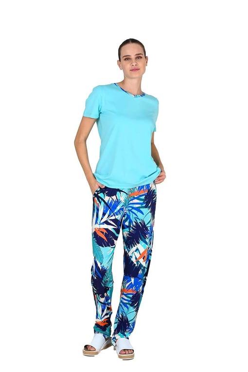 Jiber Mavi Kadın Kısa Kol Pijama Takımı