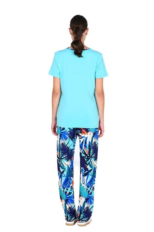 Jiber Mavi Kadın Kısa Kol Pijama Takımı