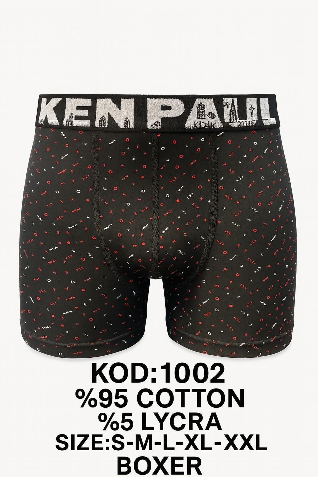 Kenn Paul Erkek Desenli Likralı Boxer