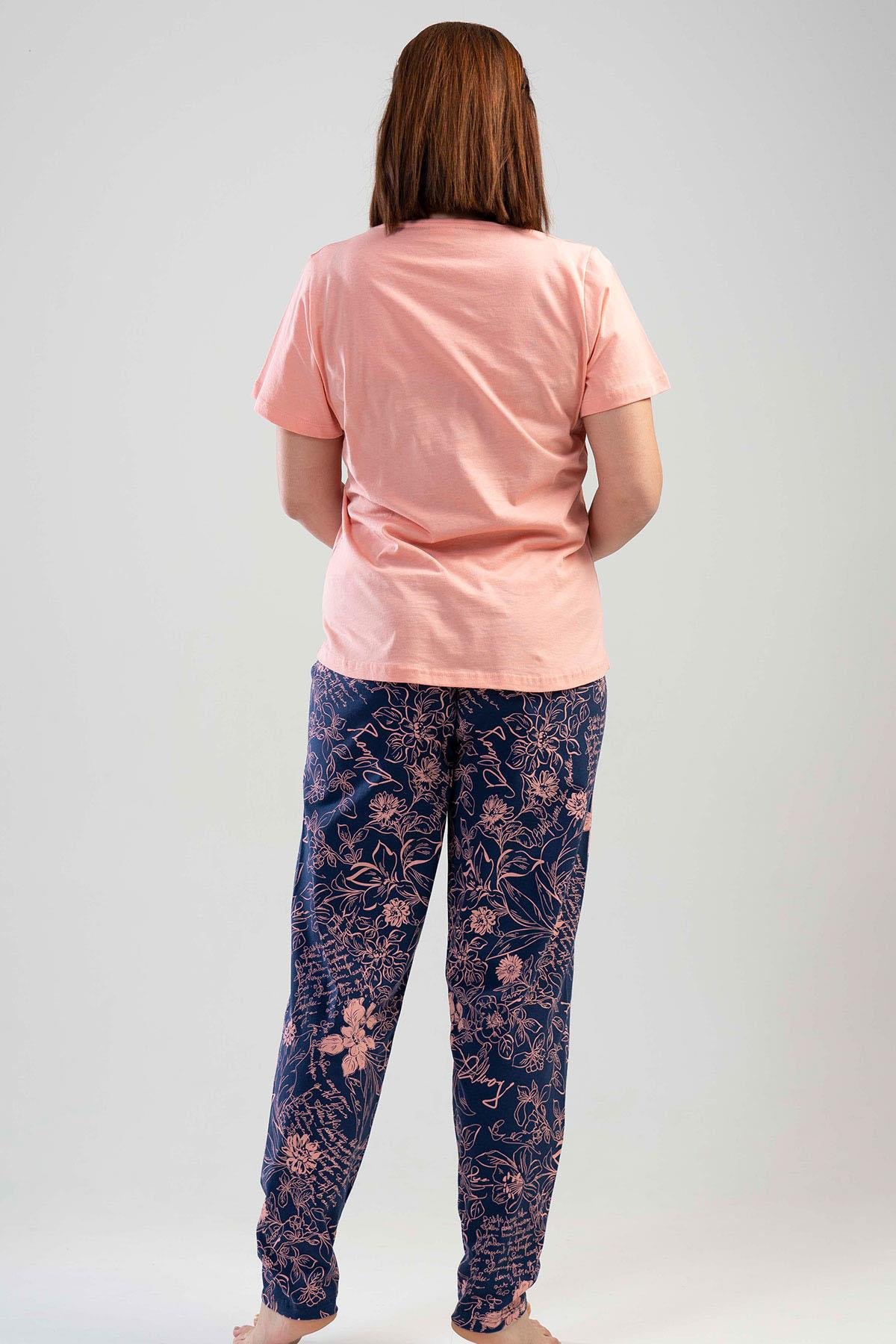 Kezokino 1110071193 Kadın Kısa Kollu Büyük Beden Pijama Takımı