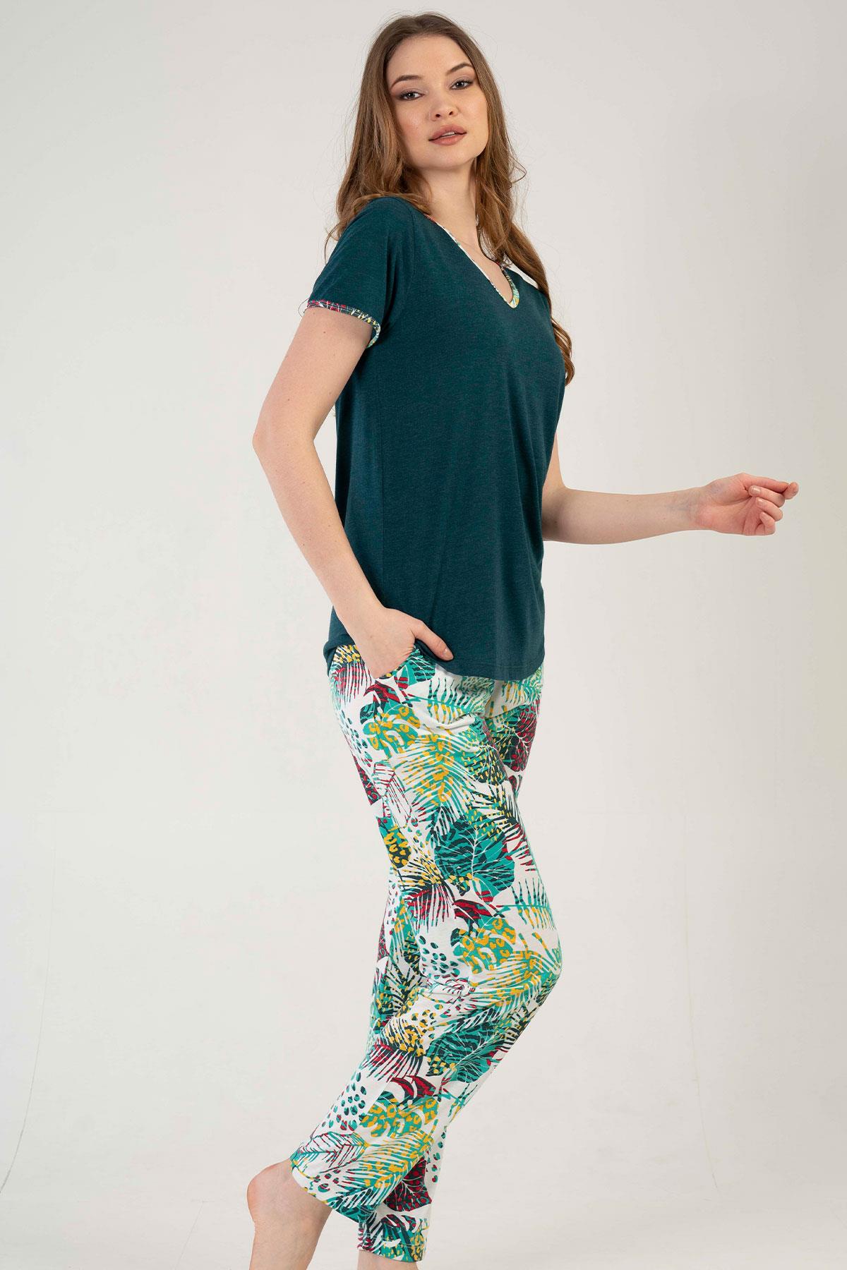 Kezokino 2100860377 Kadın Kısa Kollu Pijama Takımı