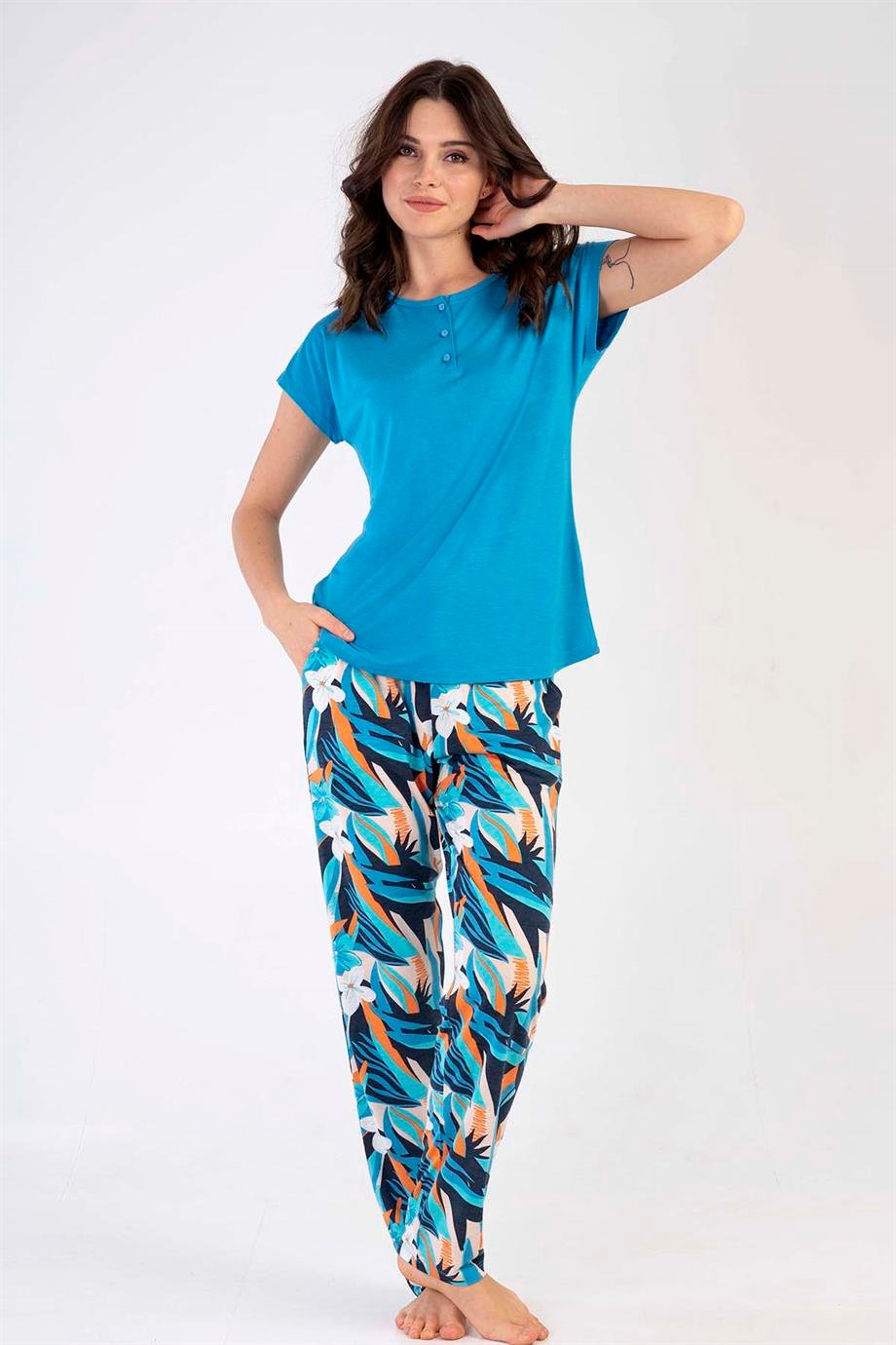 Kezokino 2100985953 Kadın Kısa Kollu Pijama Takımı