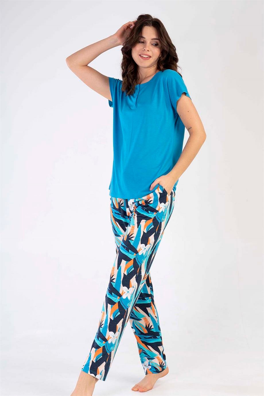 Kezokino 2100985953 Kadın Kısa Kollu Pijama Takımı