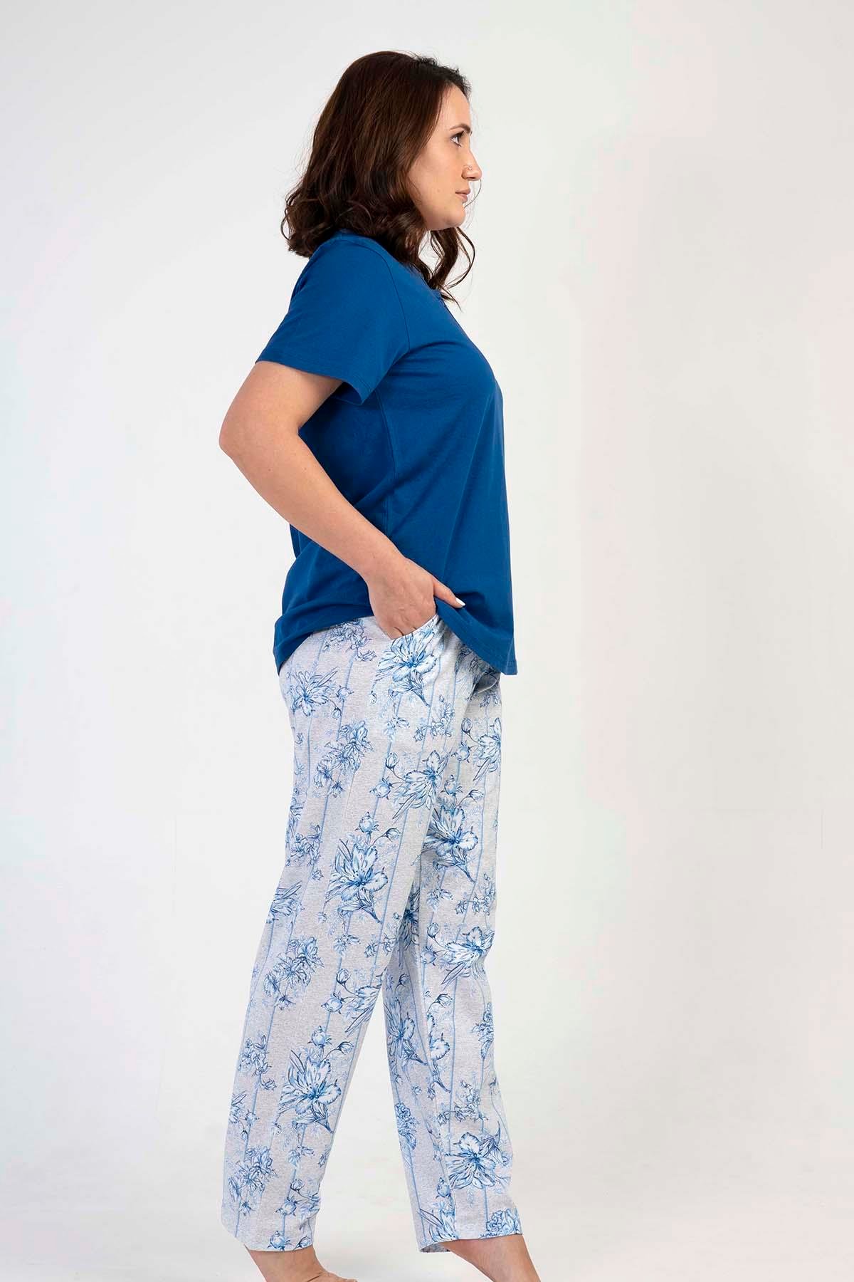 Kezokino 2101330265 Kadın Kısa Kollu Büyük Beden Pijama Takımı