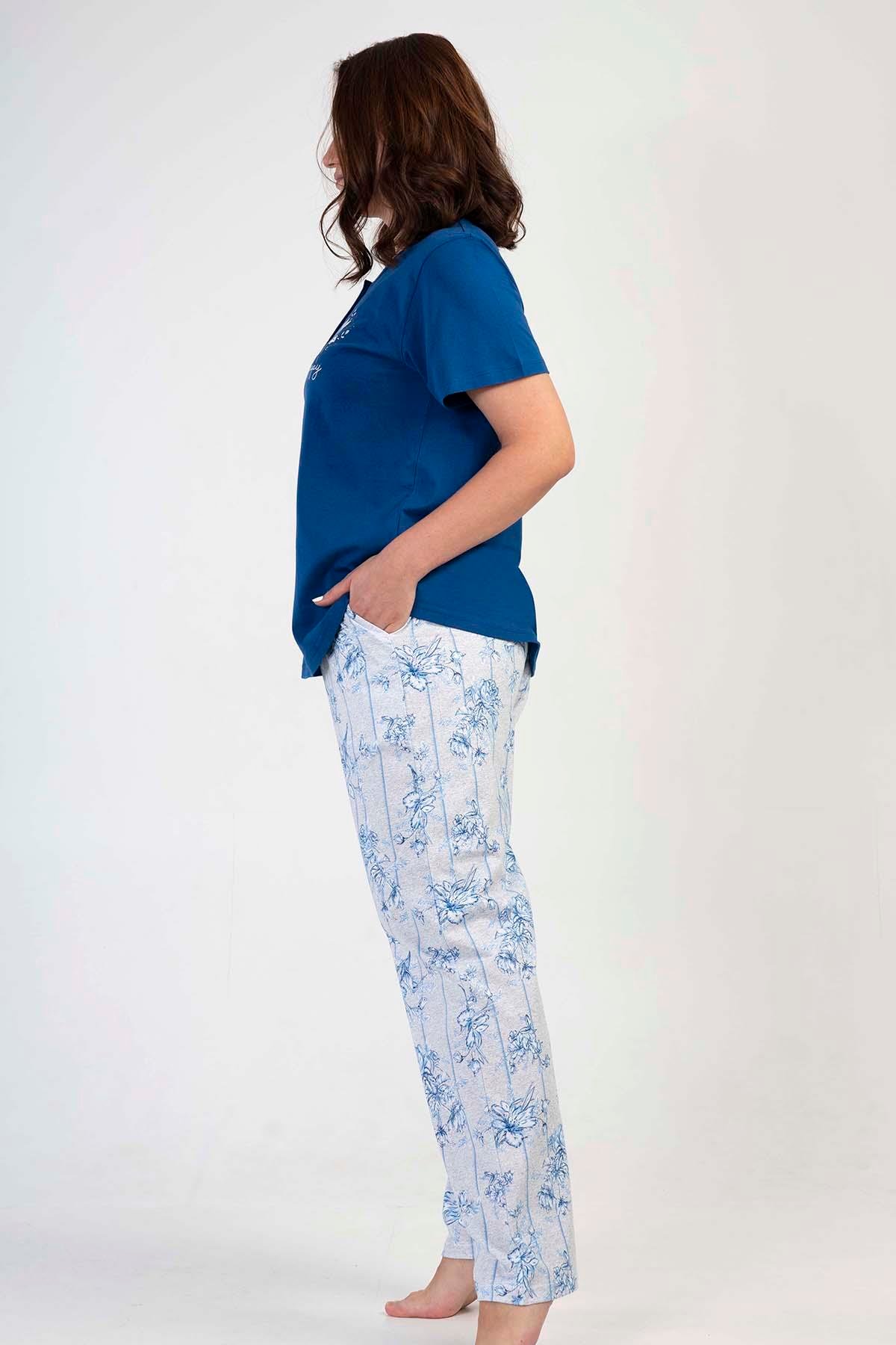 Kezokino 2101330265 Kadın Kısa Kollu Büyük Beden Pijama Takımı