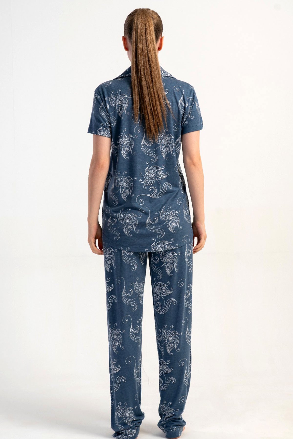 Kezokino 5122041684 Kadın Kısa Kol Önd.Düğ. Pijama Takımı