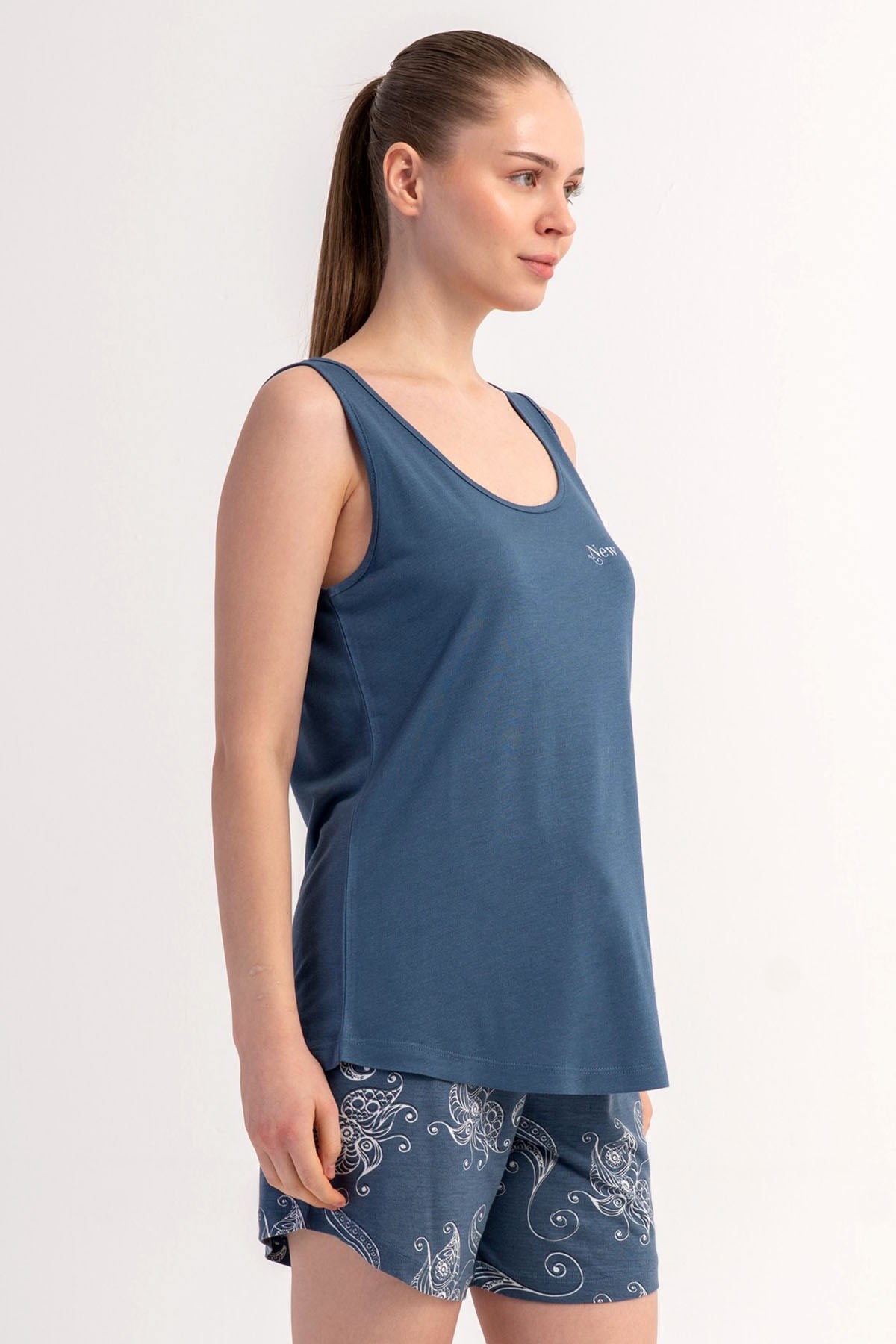 Kezokino 5122071684 Kadın Kalın Askılı Şortlu Pijama Takımı