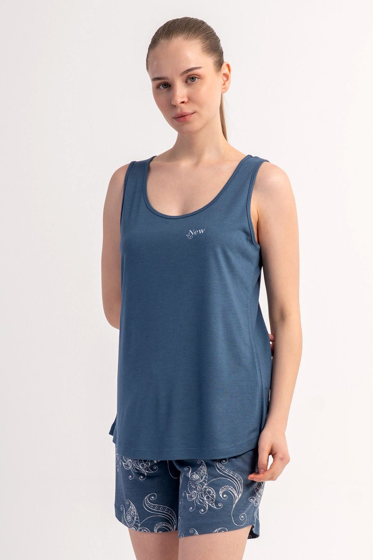 Kezokino 5122071684 Kadın Kalın Askılı Şortlu Pijama Takımı