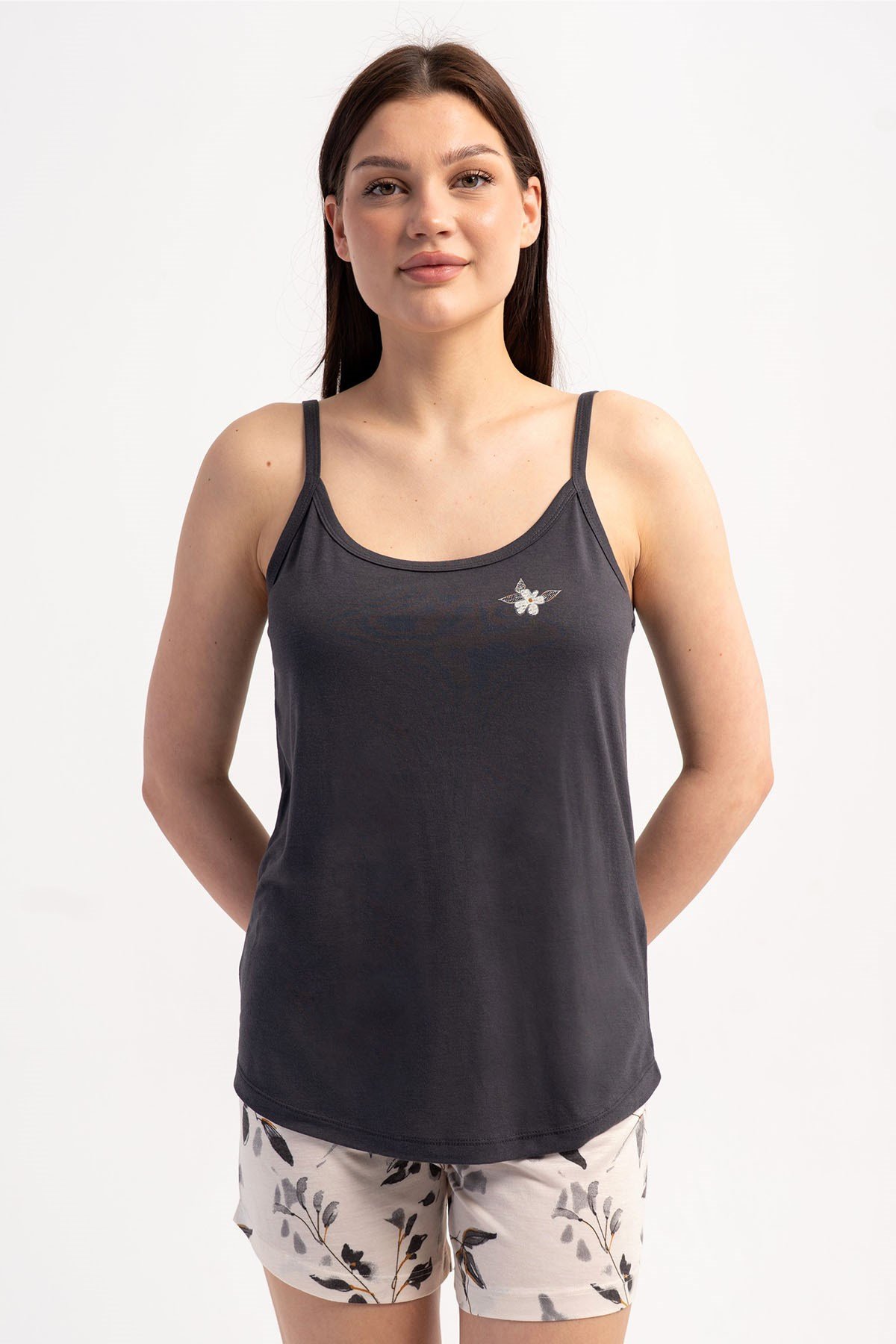 Kezokino 5122271248 Kadın İp Askılı Şortlu Pijama Takımı
