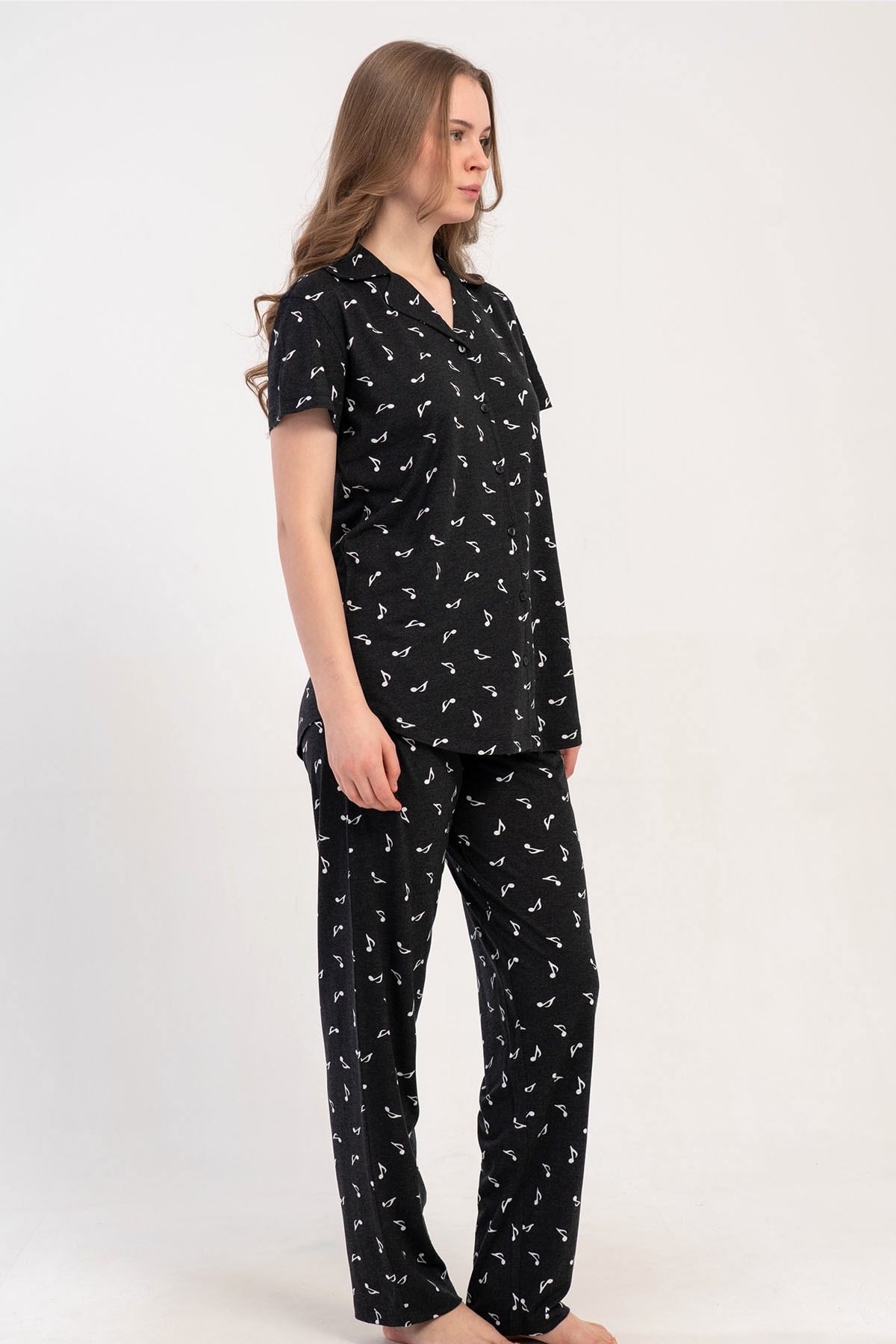 Kezokino 5122872755 Kadın Kısa Kol Önd.Düğ. Pijama Takımı