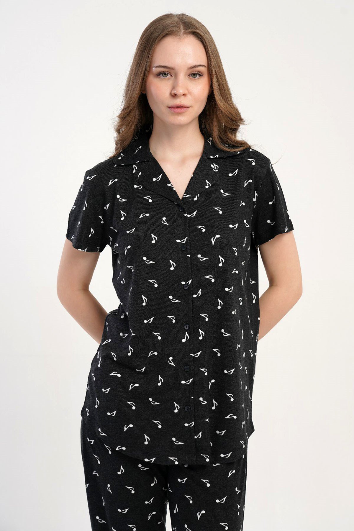 Kezokino 5122872755 Kadın Kısa Kol Önd.Düğ. Pijama Takımı