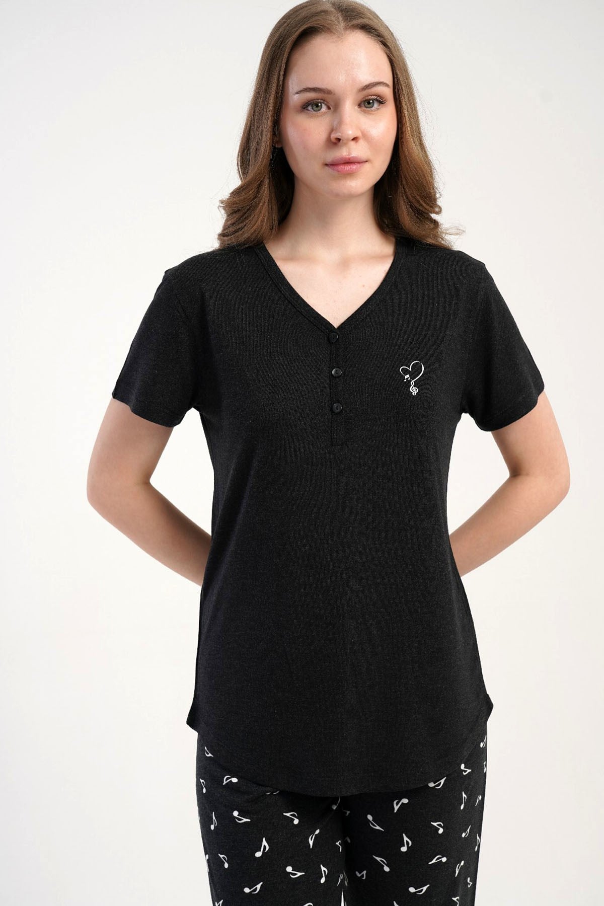 Kezokino 5122892755 Kadın Kısa Kol Patlı Pijama Takımı