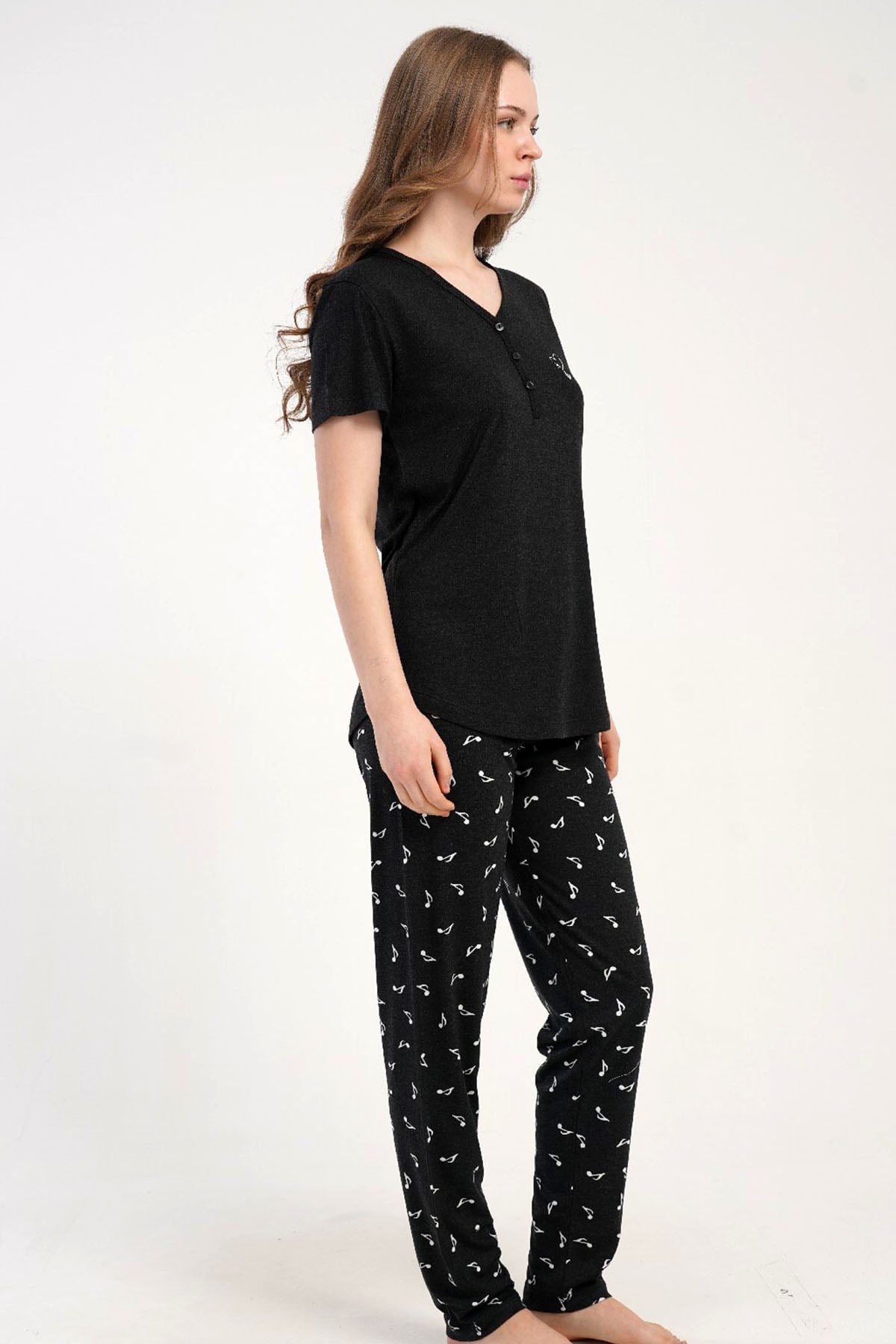 Kezokino 5122892755 Kadın Kısa Kol Patlı Pijama Takımı