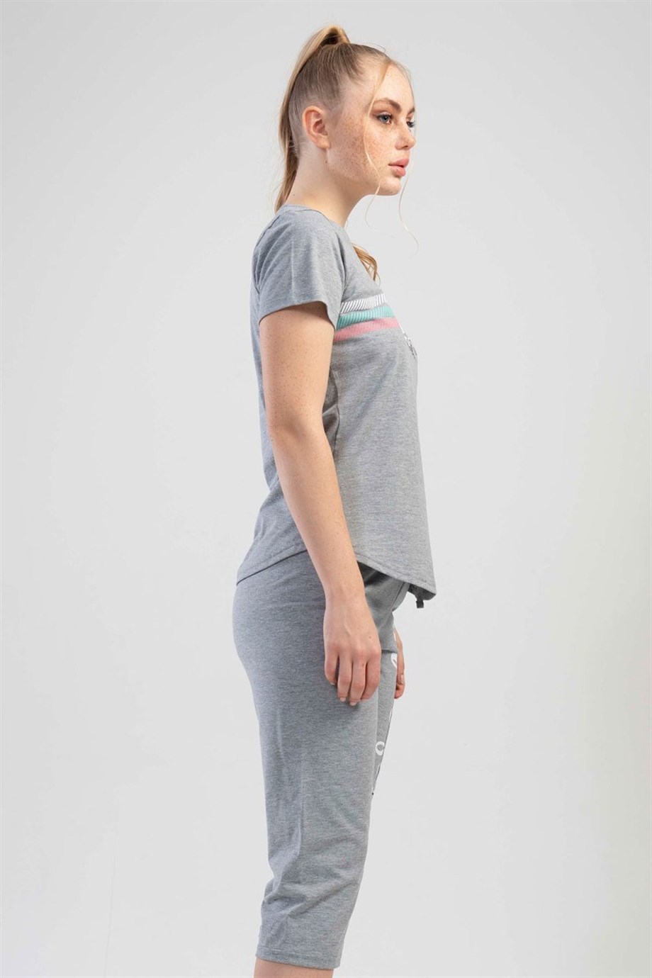 Kezokino1120020000 Kadın Kısa Kollu Kaprili Pijama Takımı 1120020000