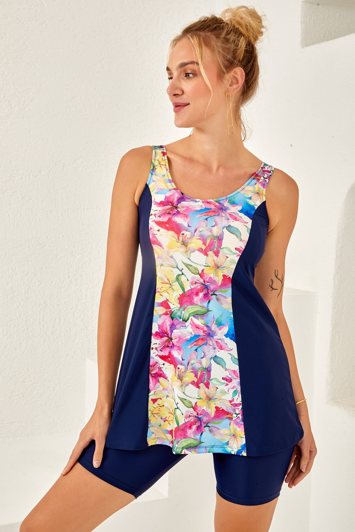 Lapieno 254155 Kadın Askılı Şortlu Elbise Tankini