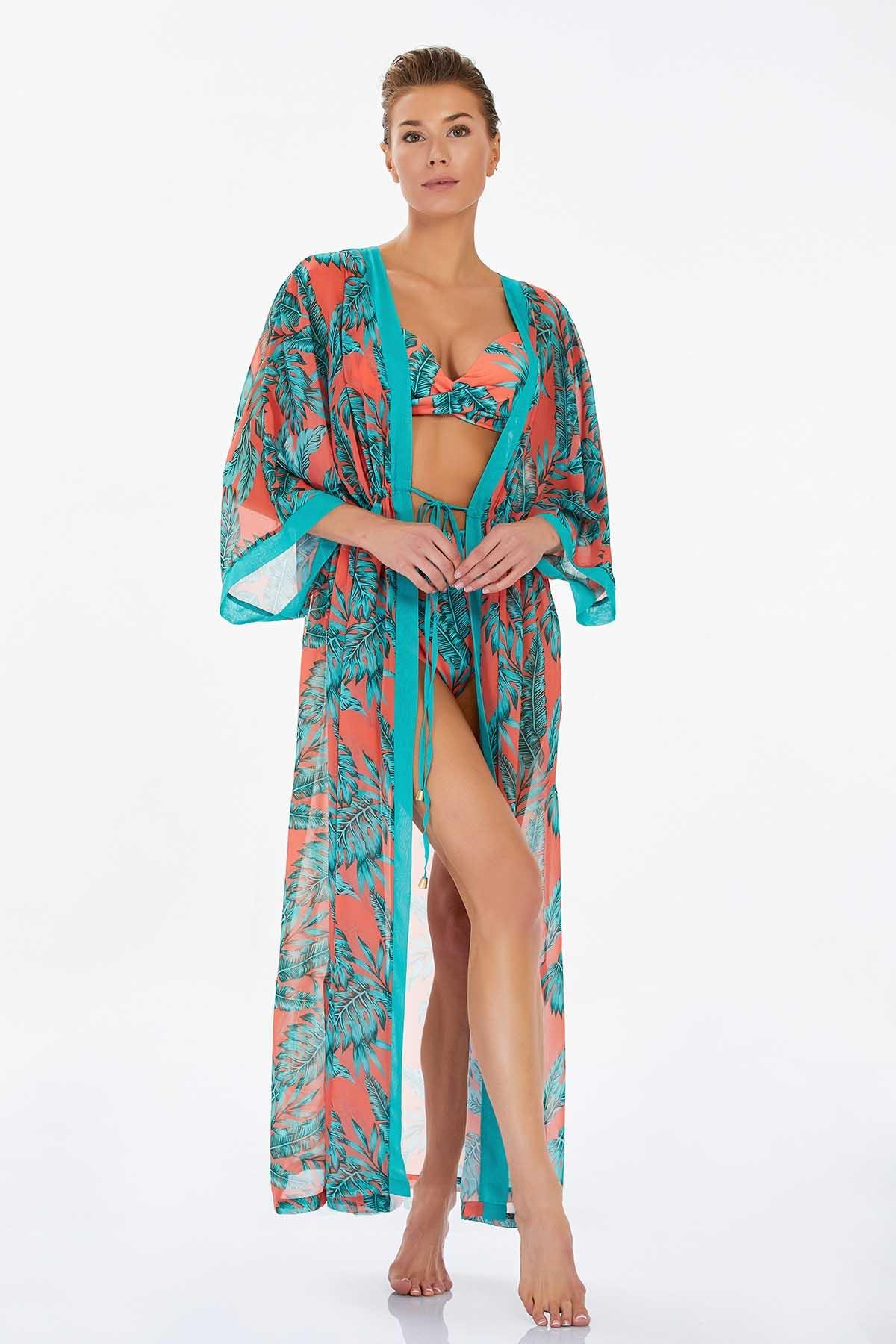 Lapieno 6124 Kadın Yaprak Desenli Pareo