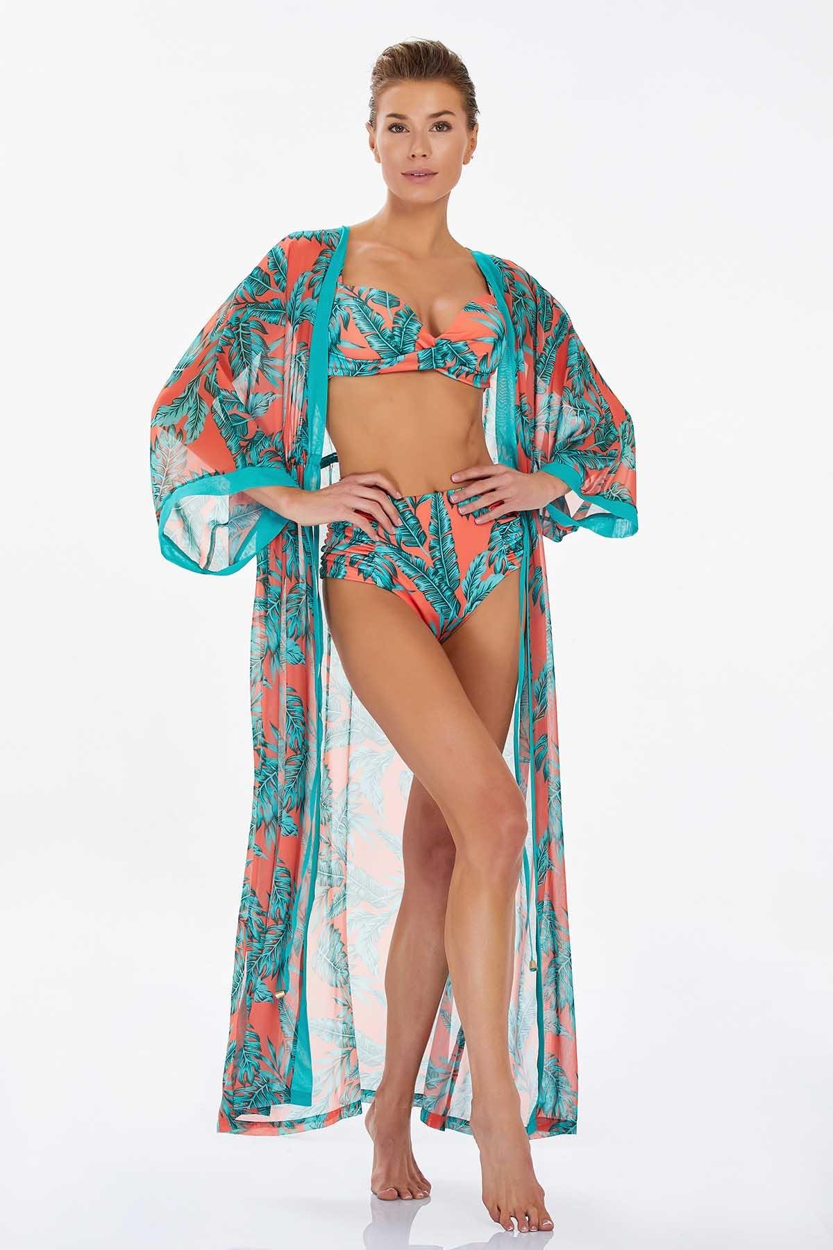 Lapieno 6124 Kadın Yaprak Desenli Pareo