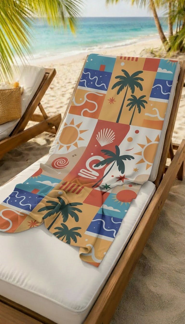 Miami Beach 0128 Kadın Dijital Baskılı Plaj Havlusu