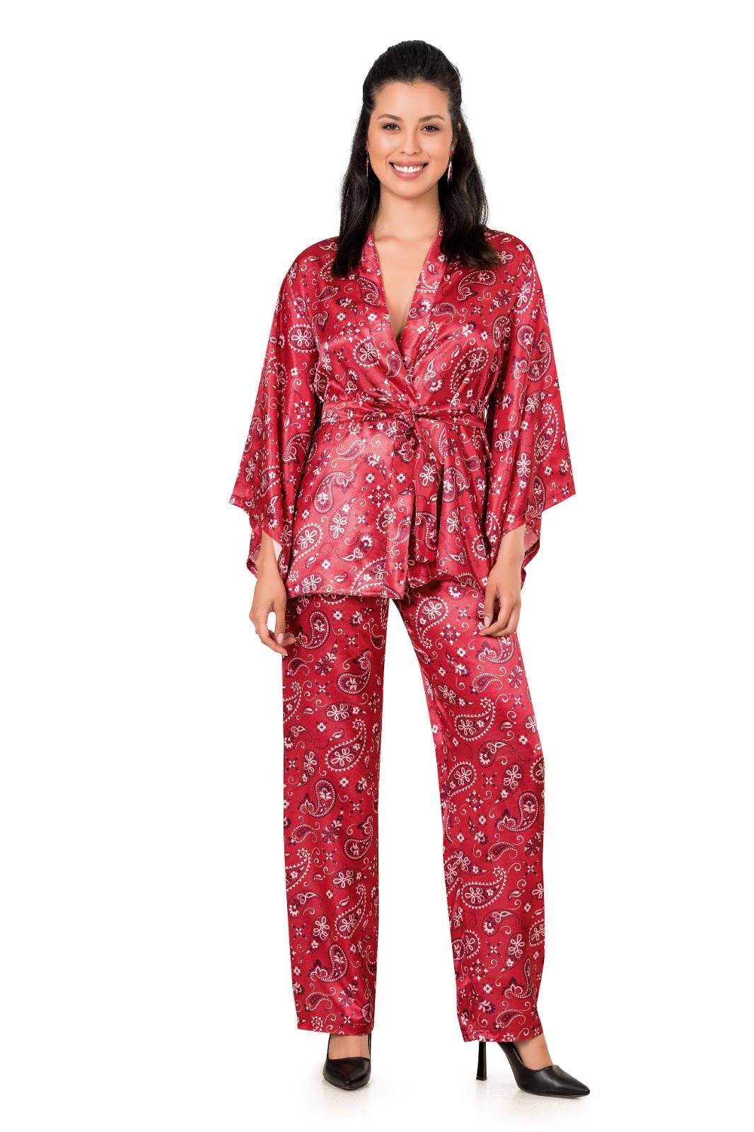 Moongirl 227 Kadın Saten Üçlü Pijama Takım