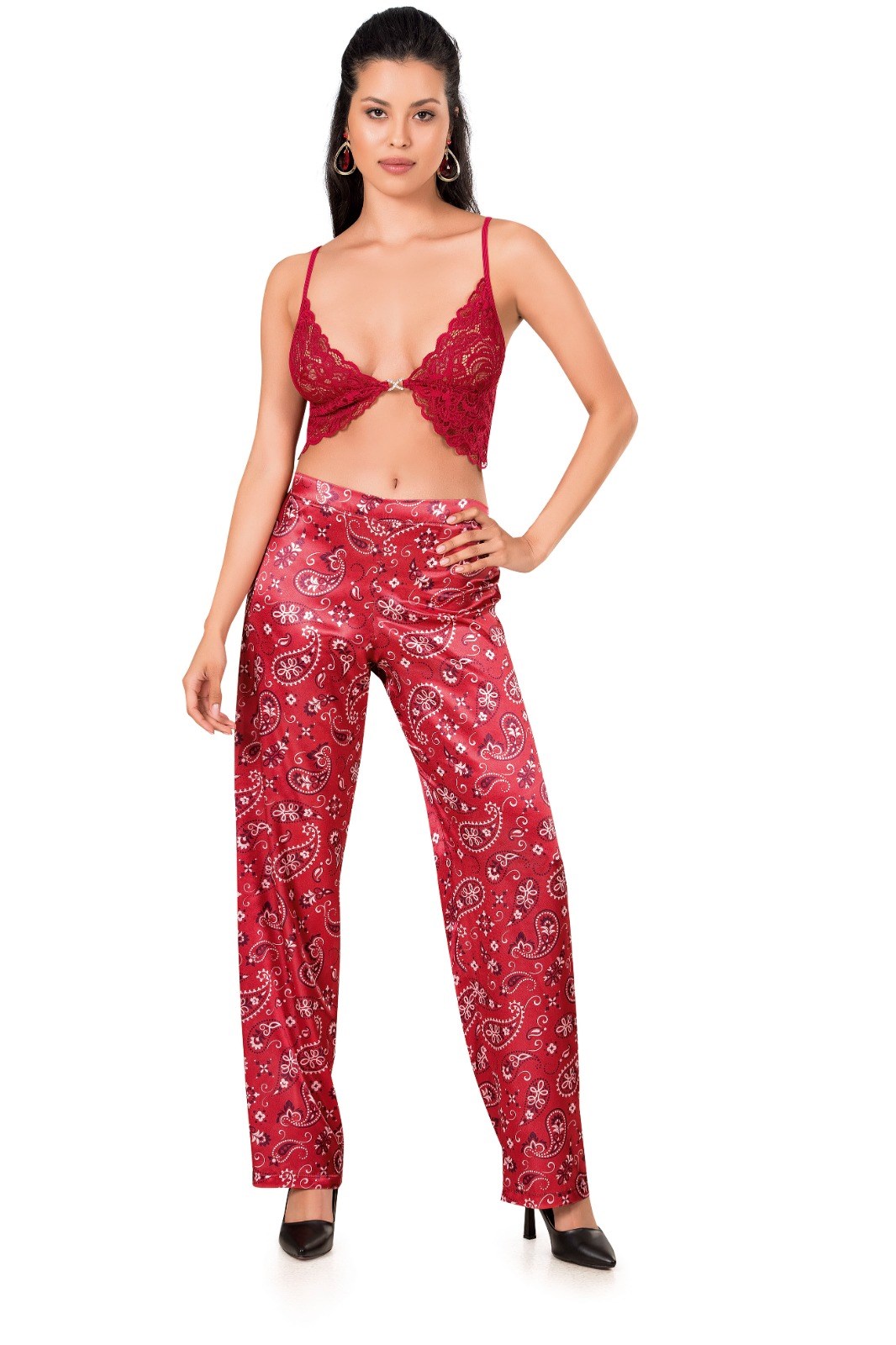 Moongirl 227 Kadın Saten Üçlü Pijama Takım