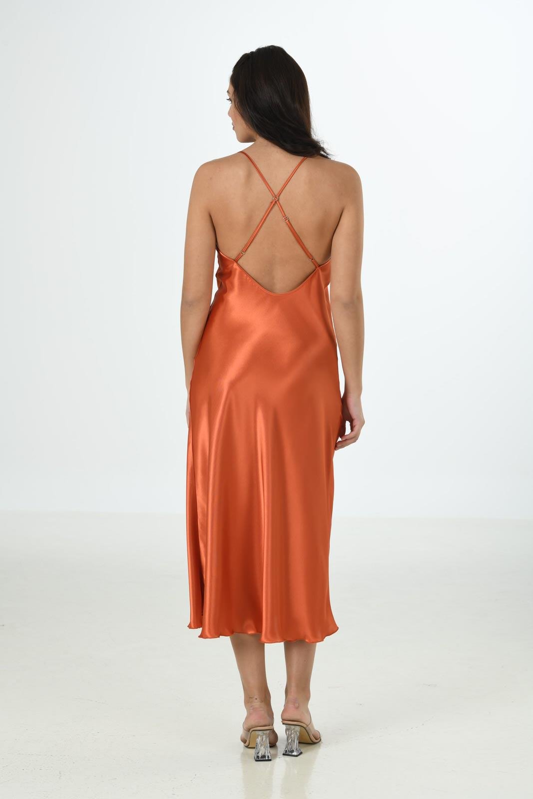 Moongirl 582 Kadın Saten Uzun Sabahlık Gecelik Takım