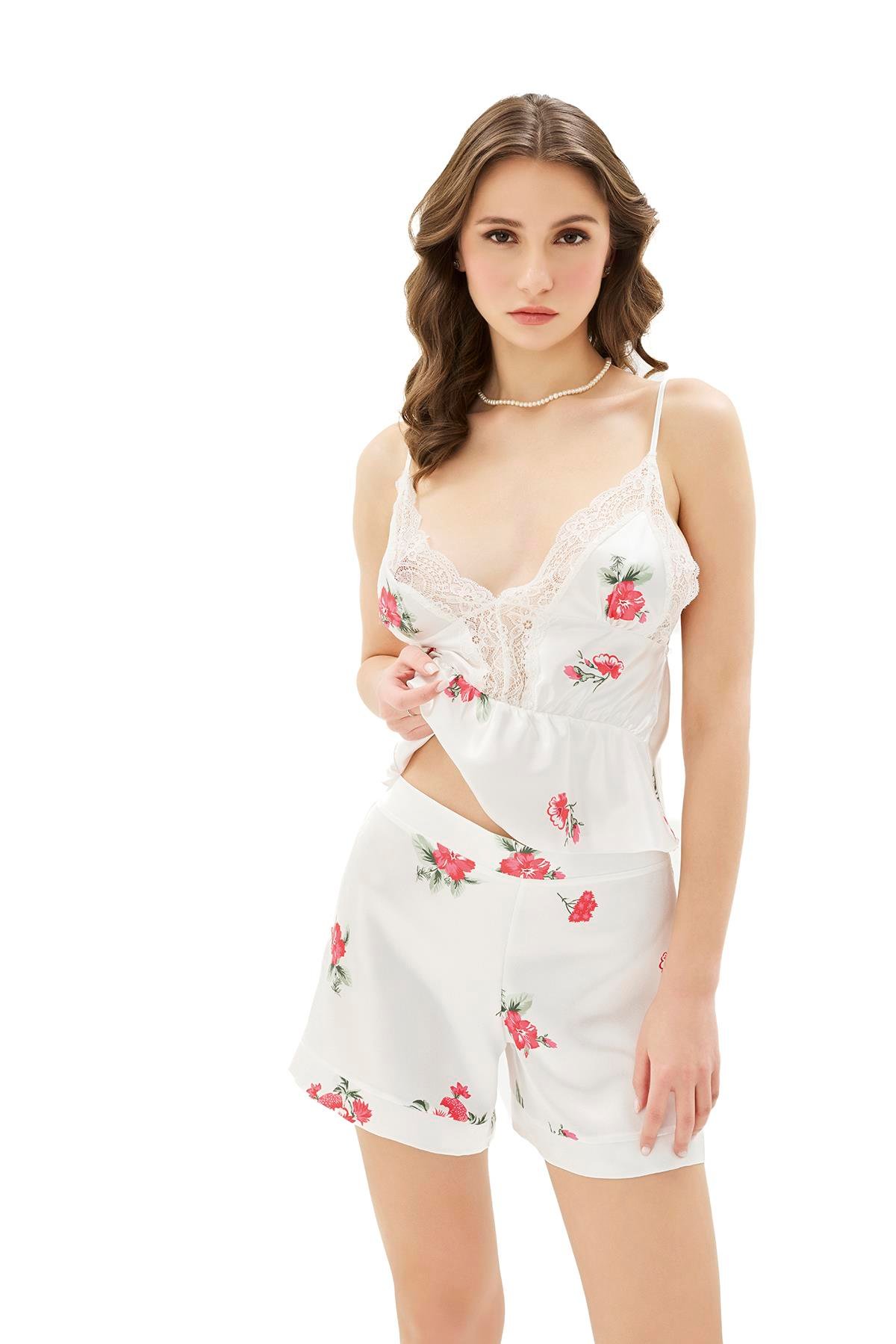 Moongirl 918 Kadın Saten İkili Şort Takım