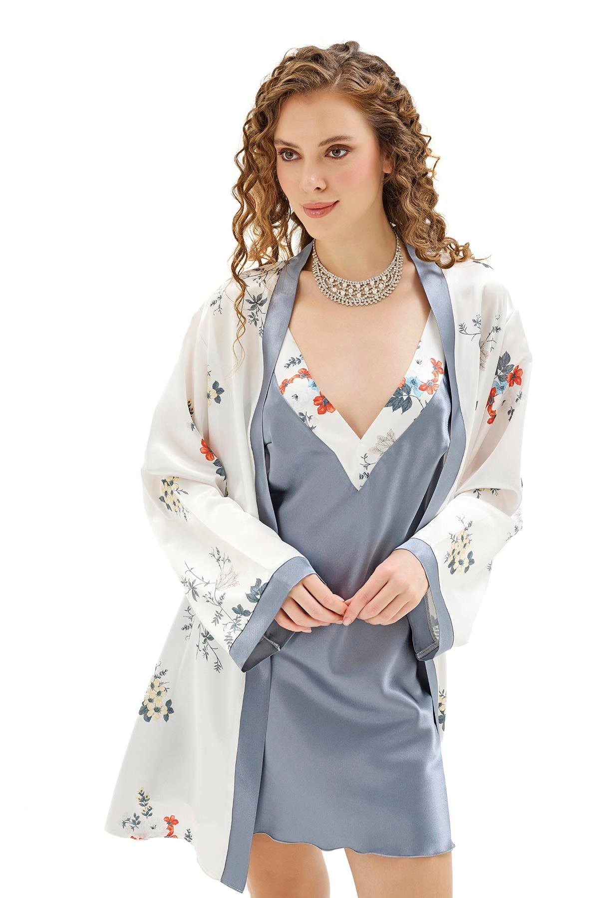 Moongirl 932 Kadın Saten İkili Gecelik Takım